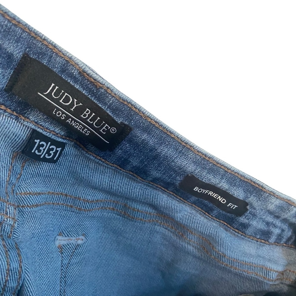 Judy Blue Light Wash Distressed Mid Rise Bandana Western Boyfriend Fit 13/31 - Picture 7 of 9